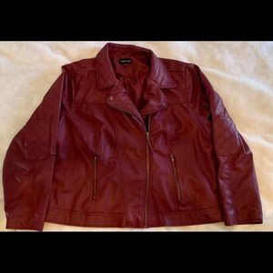 Burgundy leatherette vintage style jacket
